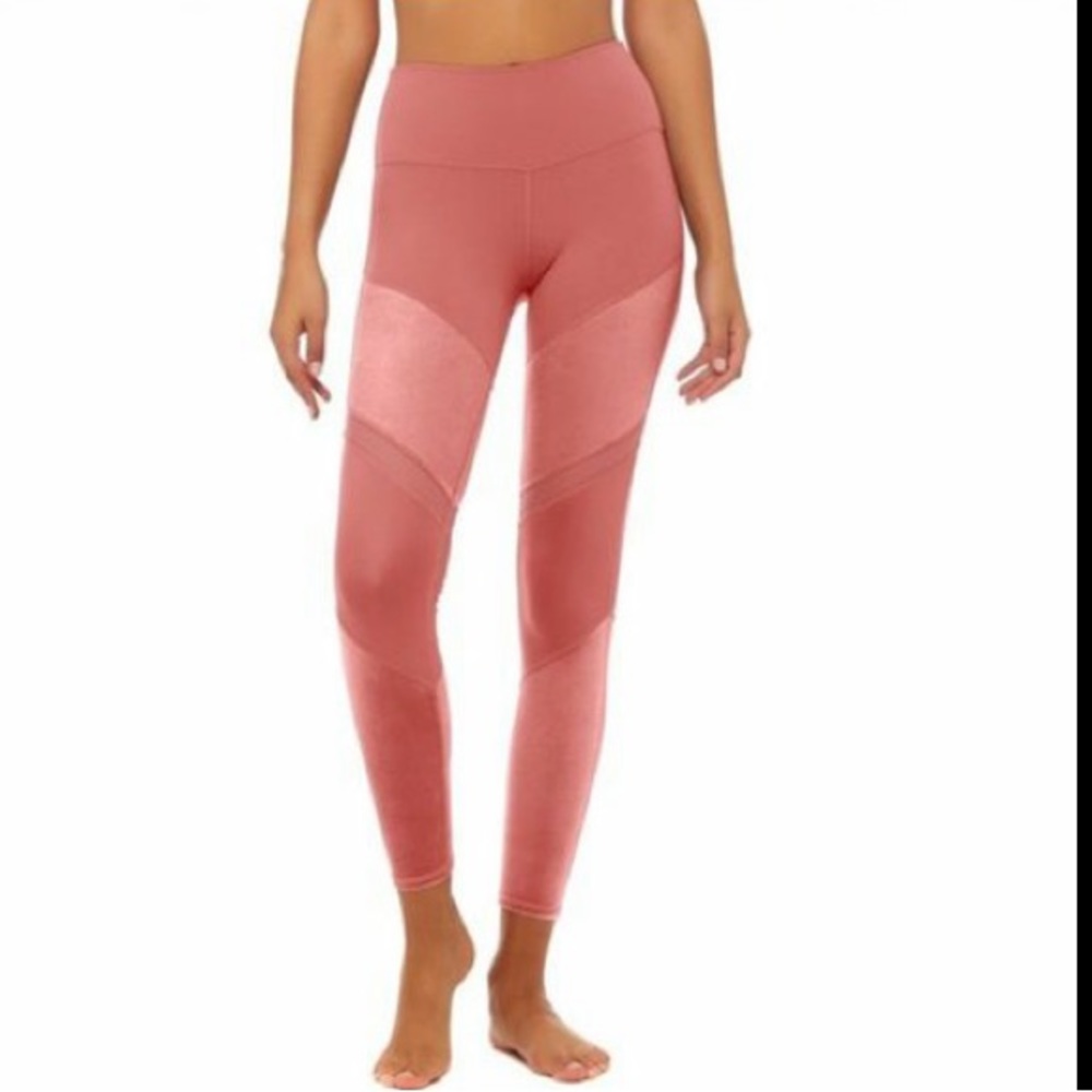 Alo Yoga Sheila High Waist Legging Velvet in Rosewood Pink size Small
